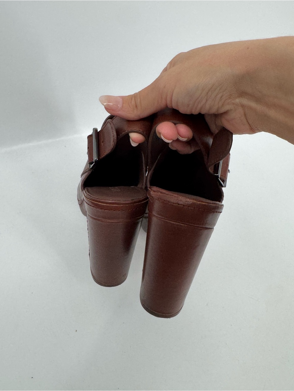 Vince Brown Leather Slingback Block Heel Mules - Size 9.5M - Picture 10 of 12
